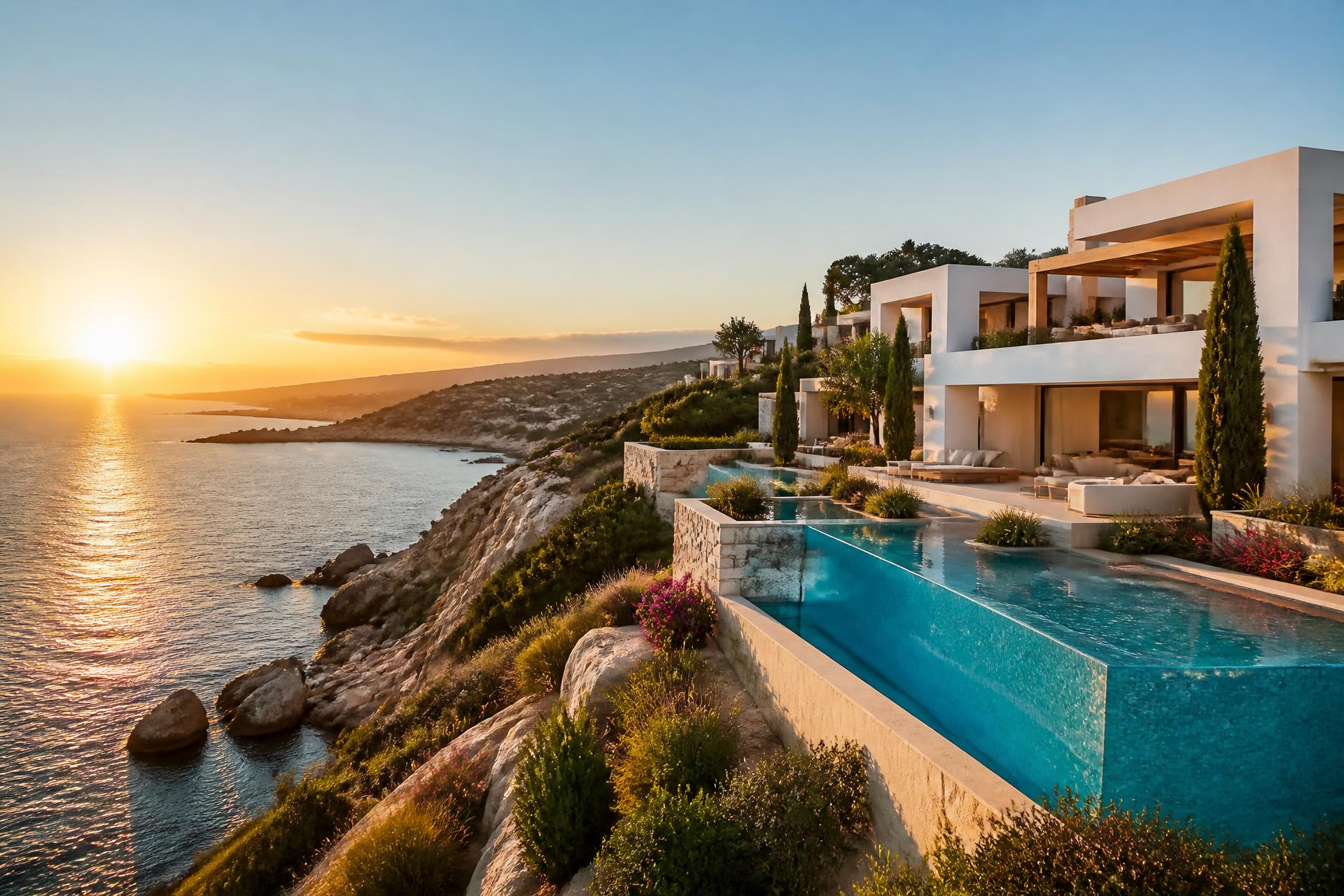 Cyprus luxury villa at sunset